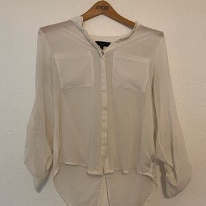 Sanctuary Ivory Sheer Dot Button-Down Shirt